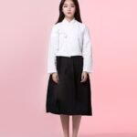 Modern Hanbok Suit - White Top and Black Skirt