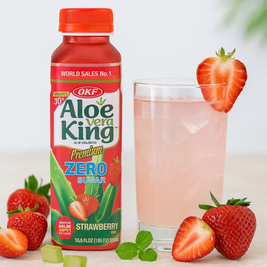 OKF Aloe Vera Drink Strawberry Sugar-Free 500ml - Image 1